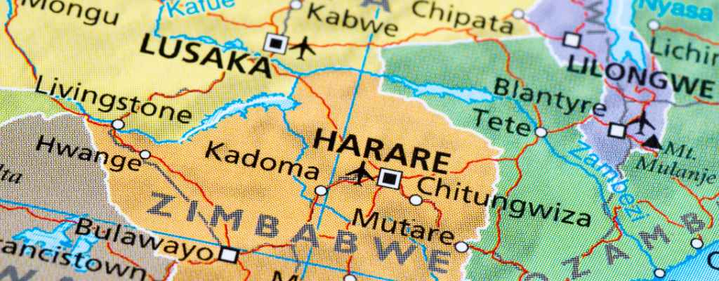 Map showing Harare